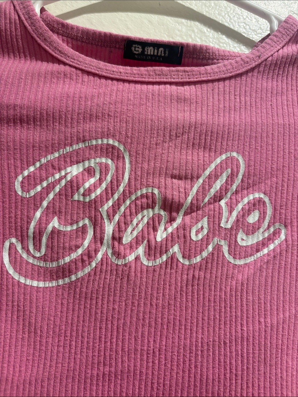 Pink 'Babe' Ribbed Crop Top - Picture 2 of 4